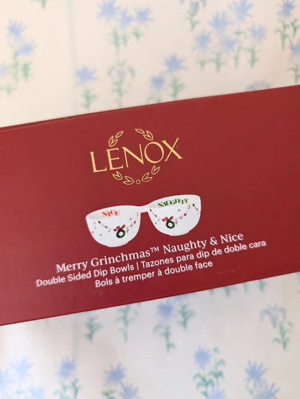Lenox Merry Grinchmas Porcelain Double Dip Bowl NEW Christmas Holiday Serving